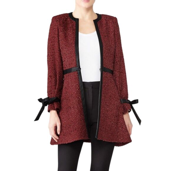 Deborah Lyons Burgundy Long Tweed Grace Jacket Blazer 10 - Picture 1 of 4